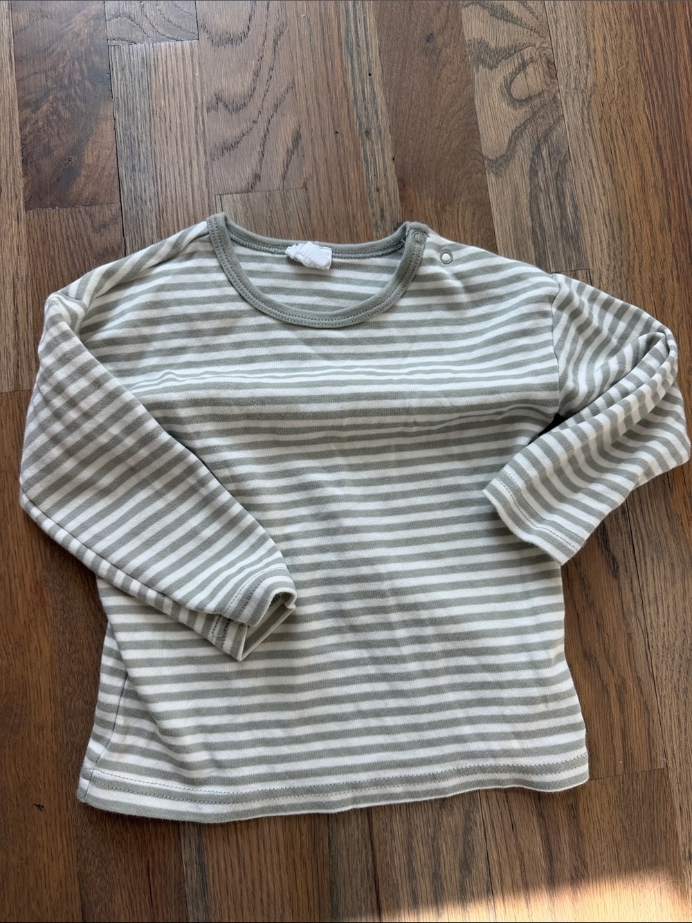 Jamie Kay Sage & White Striped Long-Sleeve Tee